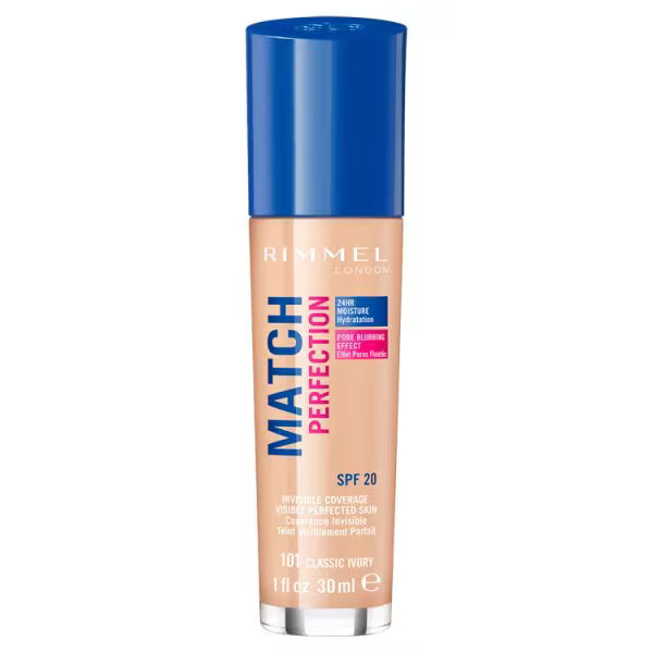 Rimmel London Match Perfection 24HR Hydration Foundation 101 Classic Ivory