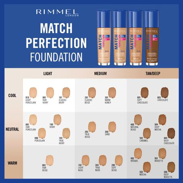 Rimmel London Match Perfection 24HR Hydration Foundation 90 Porcelain